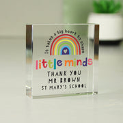 Personalised Shape Little Minds Teacher Glass Gift Plaque