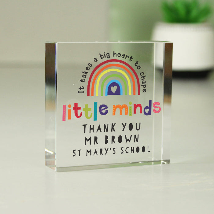Personalised Shape Little Minds Teacher Glass Gift Plaque