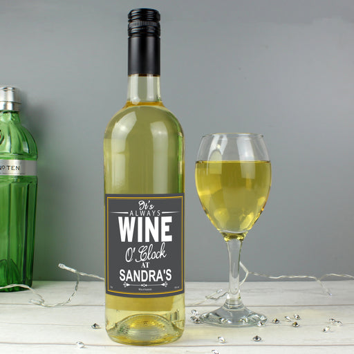 Personalised Wine O'Clock White Wine Bottle