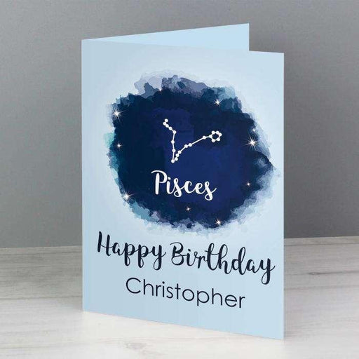 Personalised Pisces Zodiac Star Sign Birthday Card (February 19th - March 20th) - Myhappymoments.co.uk