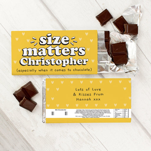 Personalised Size Matters Milk Chocolate Bar