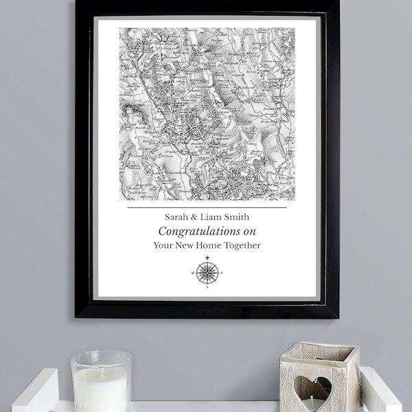 Personalised 1805 - 1874 Old Series Map Compass Wall Art