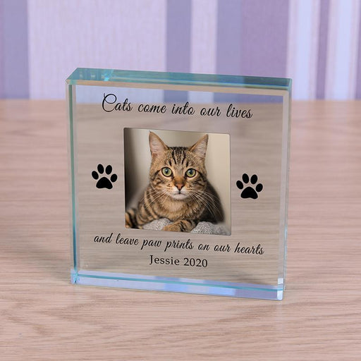 Personalised Cat Memorial Glass Block