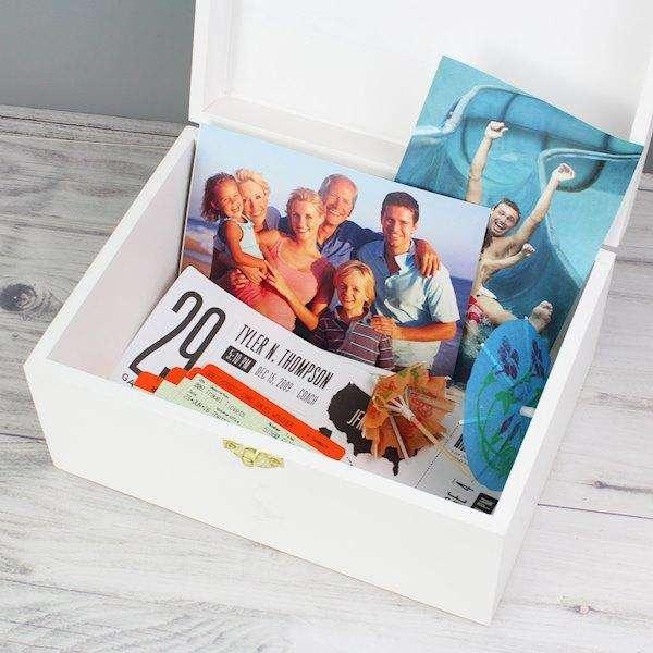 Personalised Rustic Heart White Wooden Keepsake Box - Myhappymoments.co.uk
