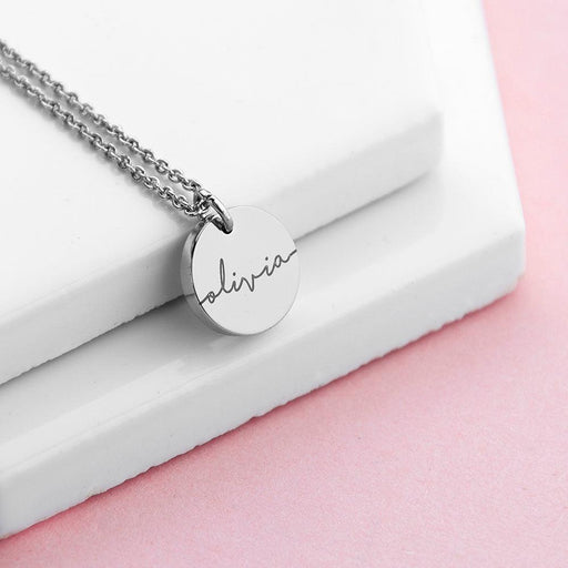 Personalised Silver Plated Disc Necklace