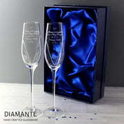 Personalised Wedding Champagne Flutes with Crystal Elements Glasses
