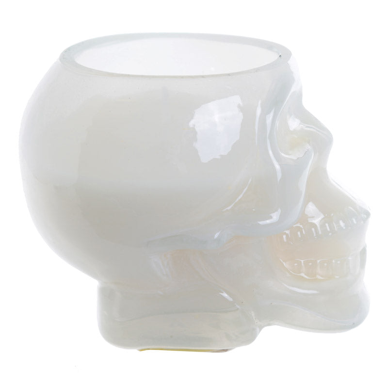 White Skull Sandalwood and Cedar Fragranced Soya Candle Jar - Myhappymoments.co.uk