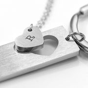 Personalised Love Heart Necklace & Keyring Set