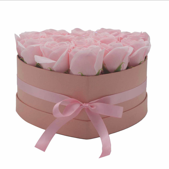 Soap Flower Gift Bouquet - 13 Pink Roses - Heart