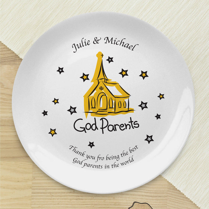 Personalised Church Godparents 8″ Bone China Coupe Plate