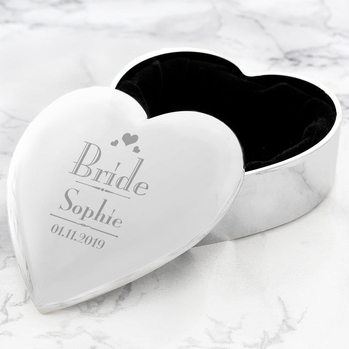 Personalised Decorative Wedding Bride Heart Trinket Box