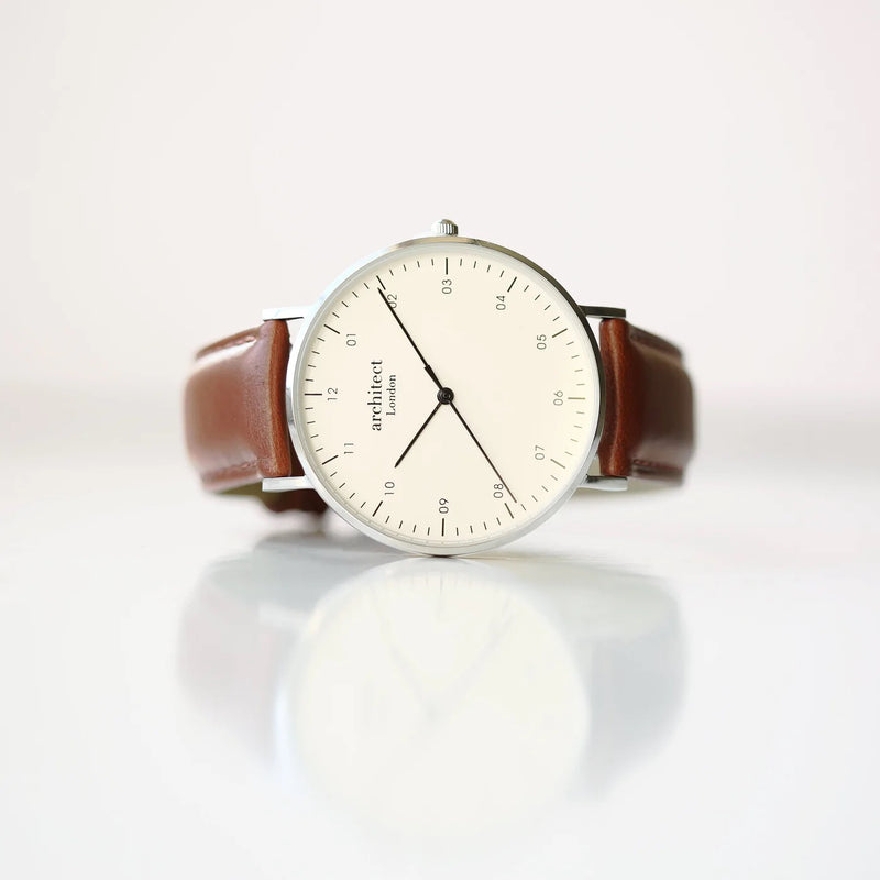 Handwriting Engraving Men's Architect Zephyr Watch With Walnut Strap