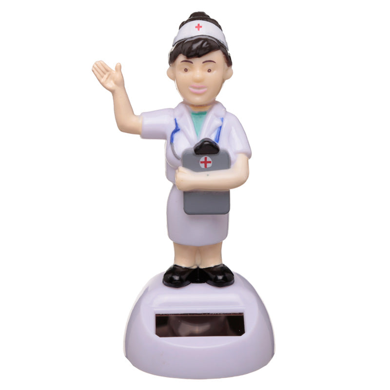 Solar Powered Nodding Nurse Dashboard Toy - Myhappymoments.co.uk
