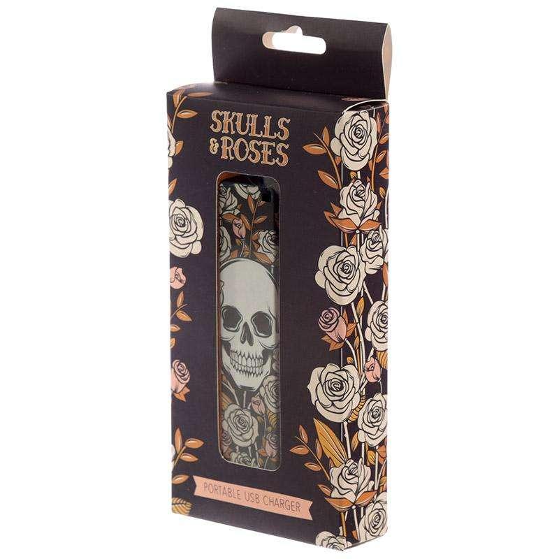 Skull & Roses Portable USB Charger Power Bank - Myhappymoments.co.uk