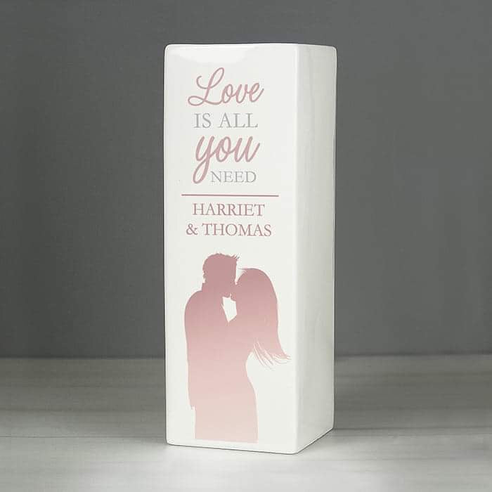 Personalised Love is All You Need Square Vase - Myhappymoments.co.uk