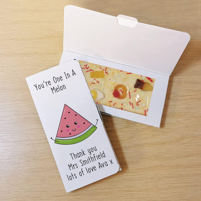 Personalised You’re One In A Melon White Chocolate Card