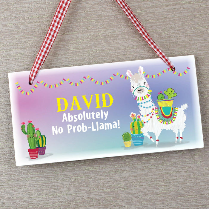 Personalised Llama Wooden Sign - Myhappymoments.co.uk