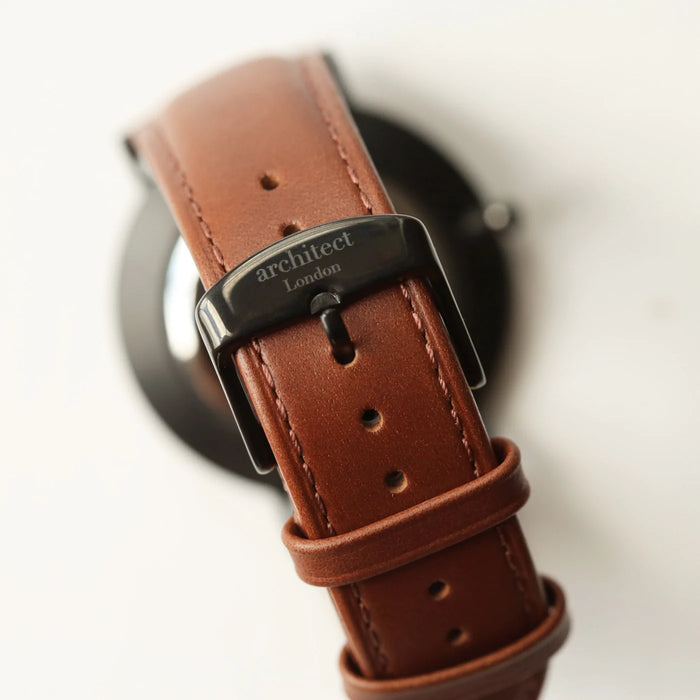 Personalised Men's Architect Minimalist Watch With Walnut Strap