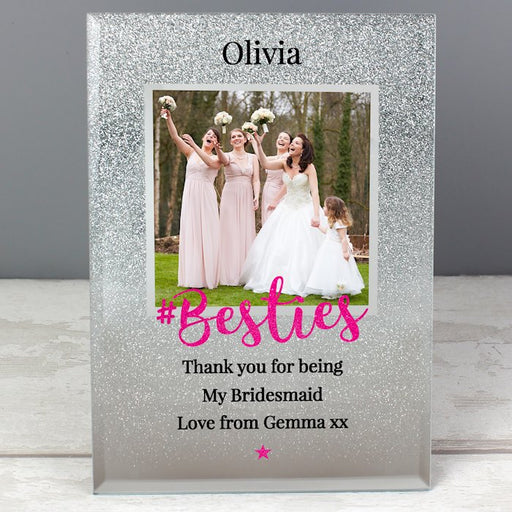 Personalised Bestie Glitter Glass Photo Frame 4x4 - Myhappymoments.co.uk