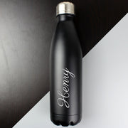 Personalised Black Stainless Steel Insulated Drinks Bottle With Name
