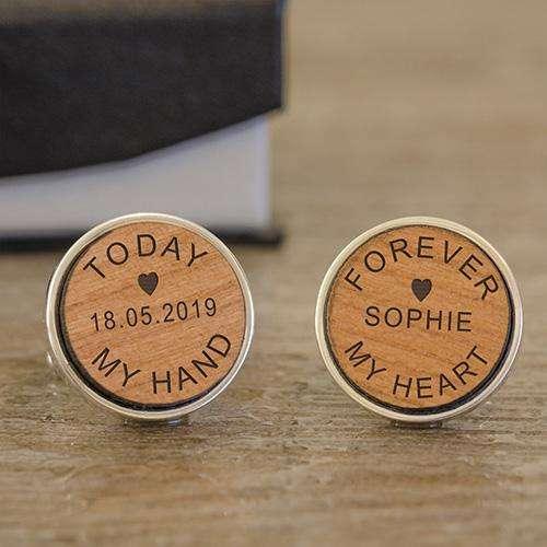 Personalised Today My Hand Forever My Heart Cufflinks - Myhappymoments.co.uk