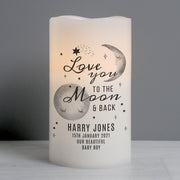Personalised Baby Love You To The Moon and Back LED Candle