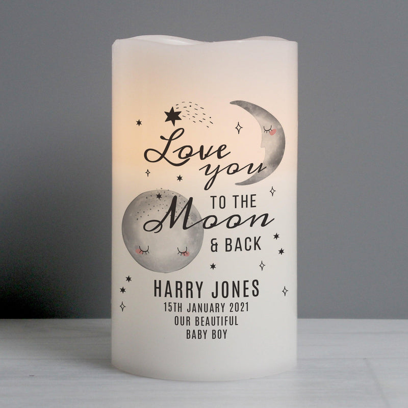 Personalised Baby Love You To The Moon and Back LED Candle