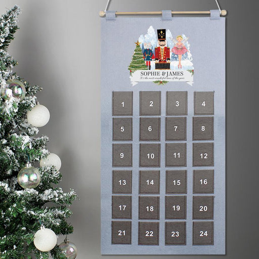 Personalised Pocket Nutcracker Felt Advent Calendar In Silver Grey
