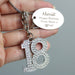 Personalised Swirls & Hearts Diamante 18th Birthday Keyring