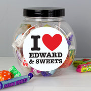 Personalised I HEART Sweet Jar - Myhappymoments.co.uk