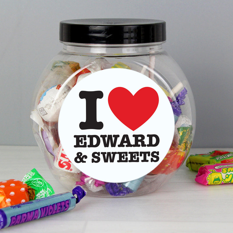 Personalised I HEART Sweet Jar - Myhappymoments.co.uk