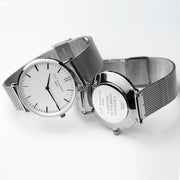Elie Beaumont Personalised Ladies Metallic Mesh Strapped Watch With White Dial