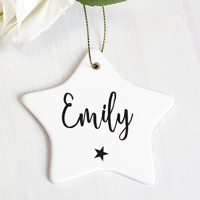 Personalised Name Ceramic Star Christmas Decoration