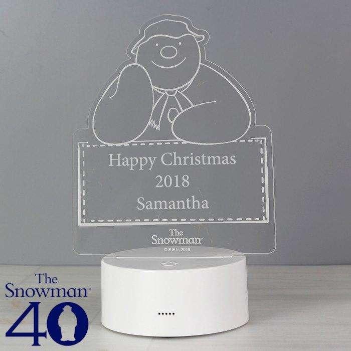 Personalised The Snowman LED Colour Changing Decoration Night Light - Myhappymoments.co.uk