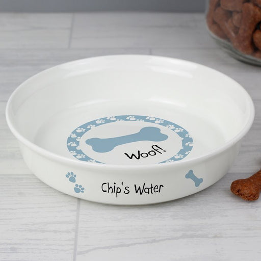 Personalised Blue Dog Bone Design Bowl - Myhappymoments.co.uk