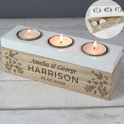 Personalised Floral Triple Tea Light Box