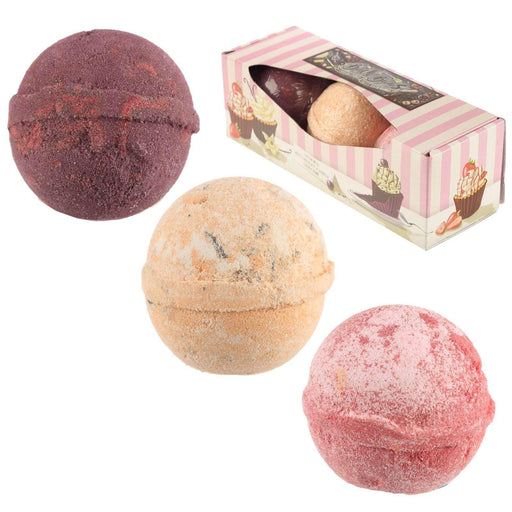 Set of 3 Cupcake Bath Buns Bath Bombs - Sweet Scents - Myhappymoments.co.uk