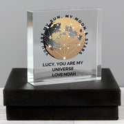 Personalised You Are My Sun My Moon Crystal Glass Block