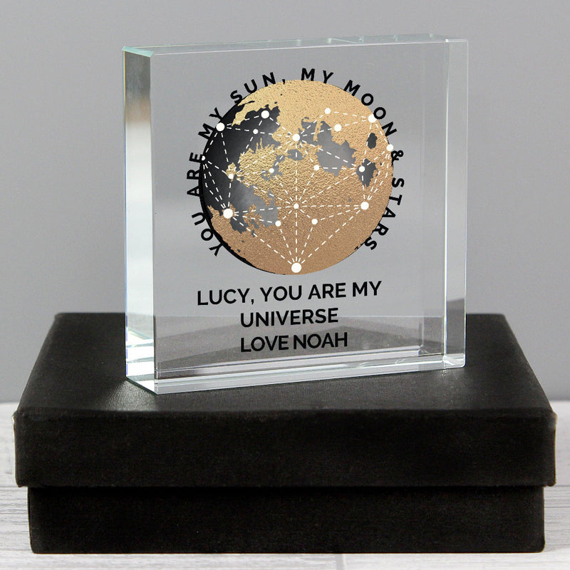 Personalised You Are My Sun My Moon Crystal Glass Block