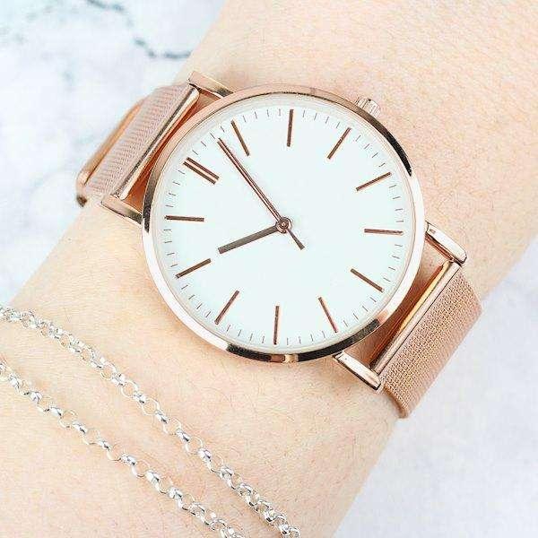 Personalised Lady's Rose Gold Tone Watch with Presentation Box - Myhappymoments.co.uk
