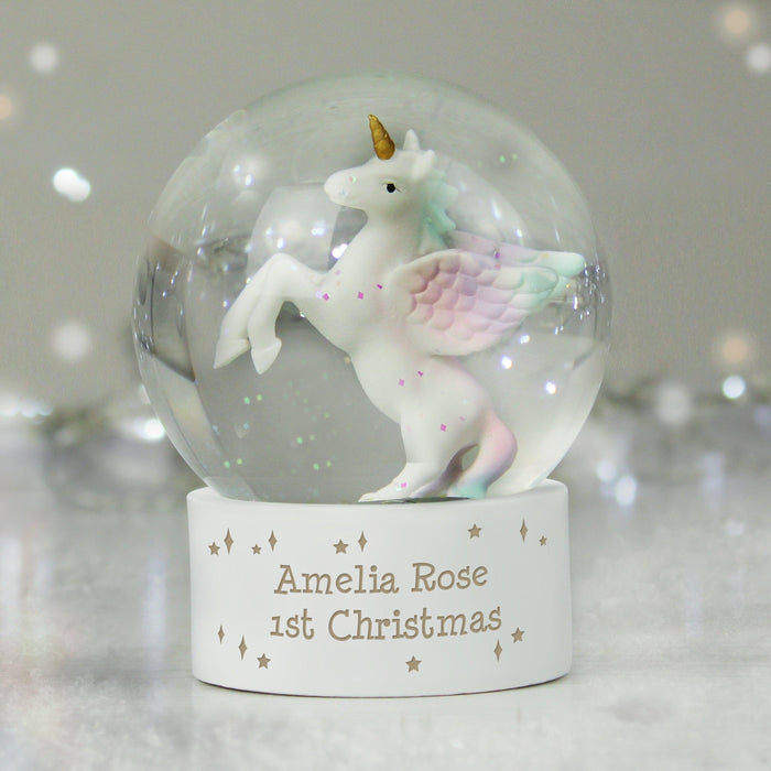Personalised Unicorn Snow Globe - 1st Christmas Gift 