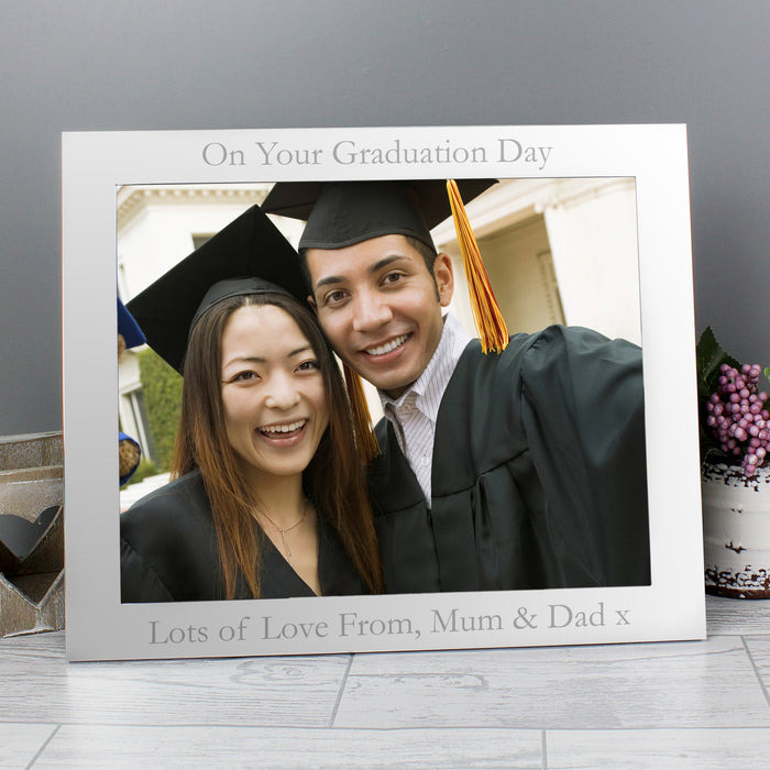 Personalised 10 x 8 Silver Landscape Photo Frame - Graduation Gift 