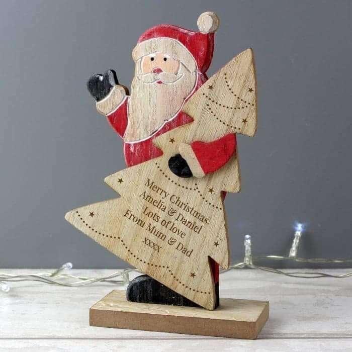 Personalised Tinsel Santa And Tree Christmas Decoration - Myhappymoments.co.uk