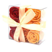 Set of 9 Soap Flower Box - Peach Roses - Myhappymoments.co.uk