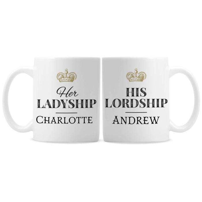 Personalised Ladyship and Lordship Mug Set - Myhappymoments.co.uk