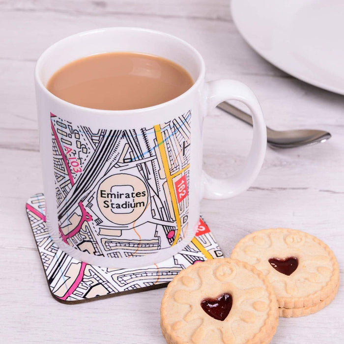 Football Club Stadium Map Mug and Coaster Gift Set