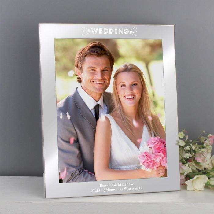 Personalised Our Wedding Day Silver Photo Frame 8x10 - Myhappymoments.co.uk