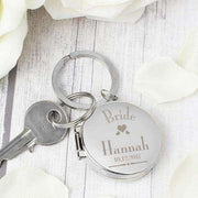Personalised Wedding Bride Round Photo Keyring - Myhappymoments.co.uk