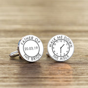 Personalised Father Of The Bride Walk Me Down The Aisle Cufflinks - Myhappymoments.co.uk