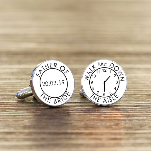Father of the 2025 bride cufflinks silver